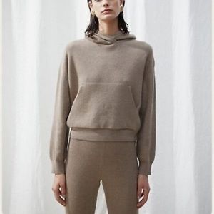 Nanushka Wool Blend Oatmeal Camel Mog Knit Classic Hoodie Sweater Medium